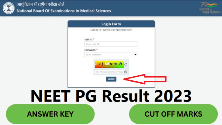 NEET PG Result 2023 Declaired on Date 14/03/2023 - Check NEET PG Result 2023, Cut-Off Marks, Answer Key, Rank List, Score Card Download on www.nbe.edu.in