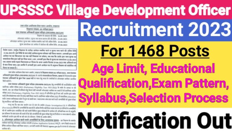 UPSSSC VDO Recruitment 2023 Notification Out-Apply Online for 1468 Posts