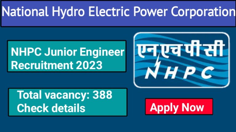 NHPC Recruitment 2023 Notification Pdf Download for Junior Engineer (JE), Apply Online, Syllabus, Selection Process, Salary, Last Date, etc.