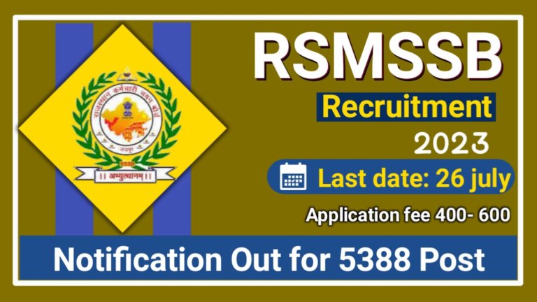 RSMSSB Junior Accountant Recruitment 2023 Notification Out for 5388 Posts
